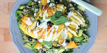 Warm Turmeric Chicken, Lentil & Mint Salad